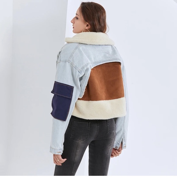 New, Faux shearling and denim jacket. - Picture 4 of 4